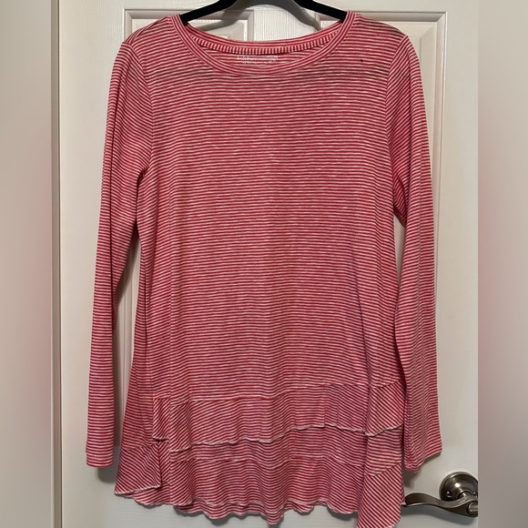 SOFT SURROUNDINGS Size M Red Strips Long Sleeve Tunic Top - Picture 1 of 7